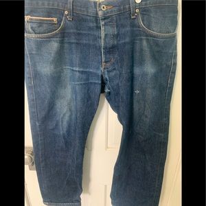 Naked&Famous Denim dirty fade selvedge jeans.